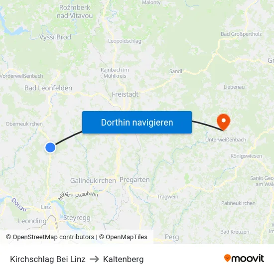 Kirchschlag Bei Linz to Kaltenberg map