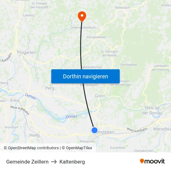 Gemeinde Zeillern to Kaltenberg map