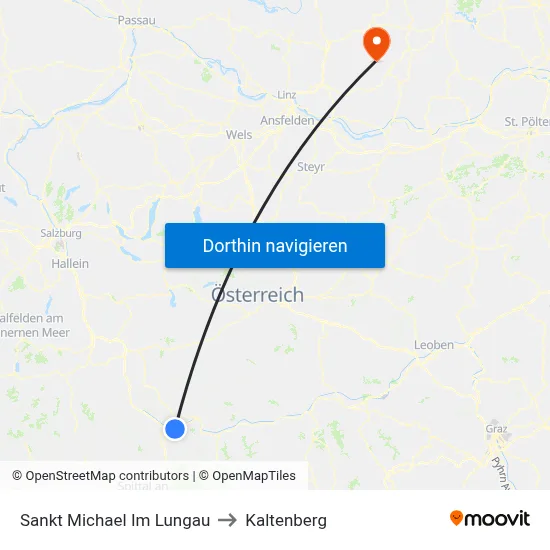 Sankt Michael Im Lungau to Kaltenberg map