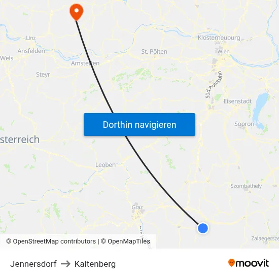 Jennersdorf to Kaltenberg map