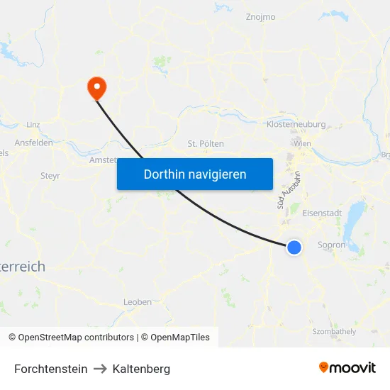 Forchtenstein to Kaltenberg map