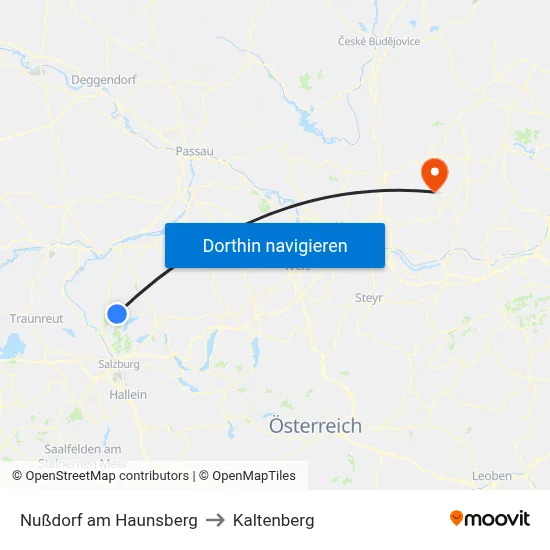 Nußdorf am Haunsberg to Kaltenberg map
