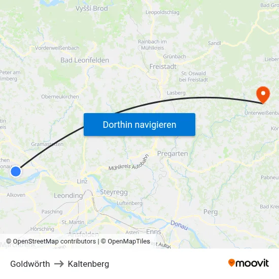 Goldwörth to Kaltenberg map