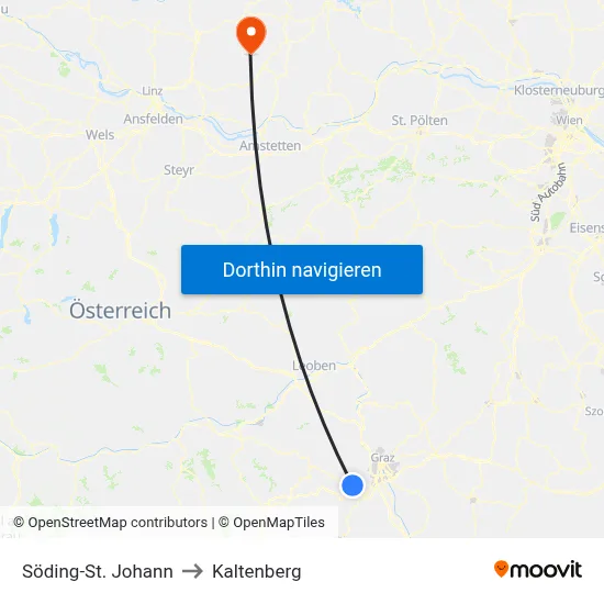 Söding-St. Johann to Kaltenberg map