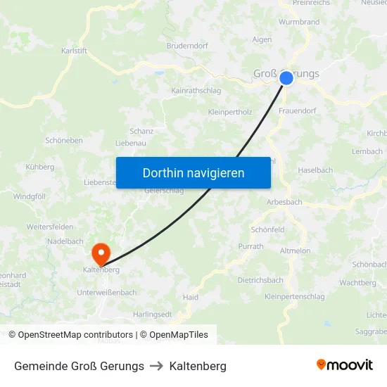 Gemeinde Groß Gerungs to Kaltenberg map