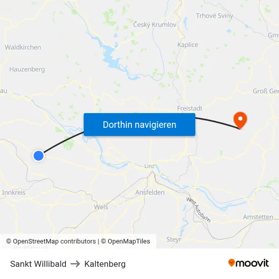 Sankt Willibald to Kaltenberg map