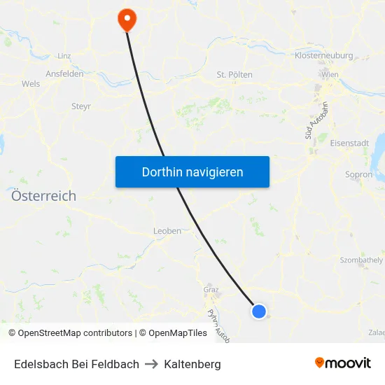 Edelsbach Bei Feldbach to Kaltenberg map