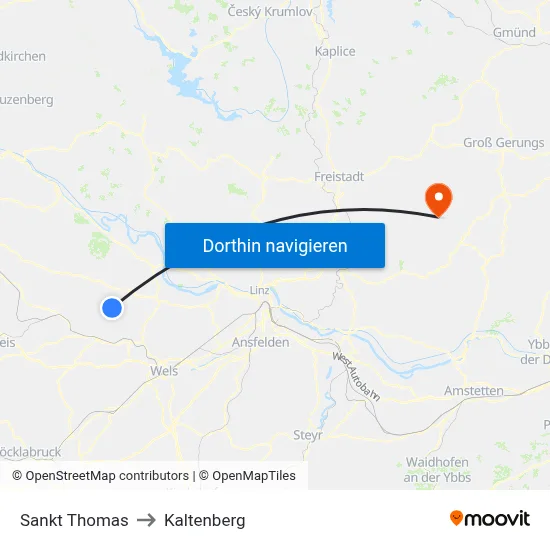 Sankt Thomas to Kaltenberg map