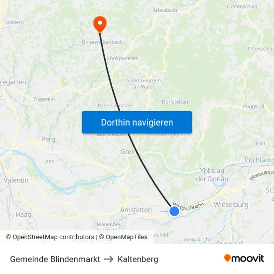 Gemeinde Blindenmarkt to Kaltenberg map