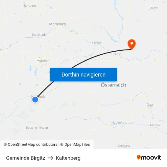 Gemeinde Birgitz to Kaltenberg map