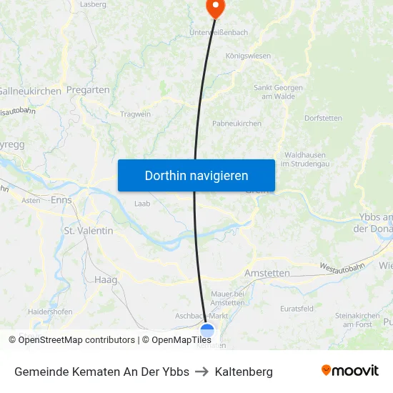 Gemeinde Kematen An Der Ybbs to Kaltenberg map