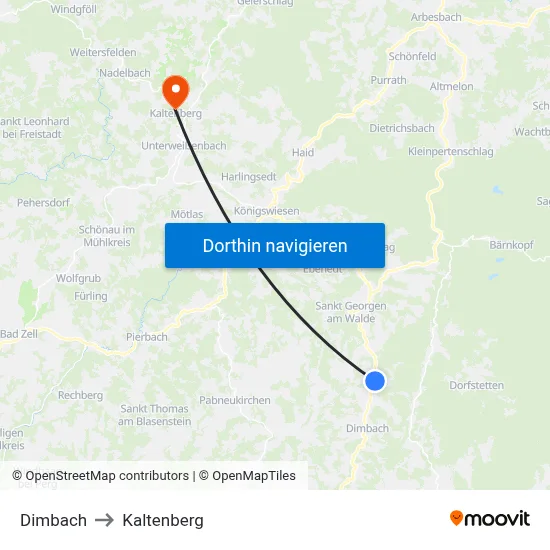 Dimbach to Kaltenberg map