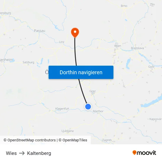 Wies to Kaltenberg map