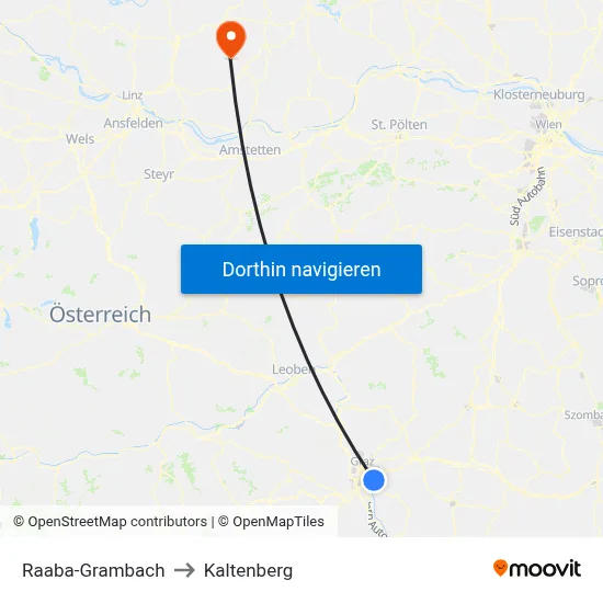 Raaba-Grambach to Kaltenberg map
