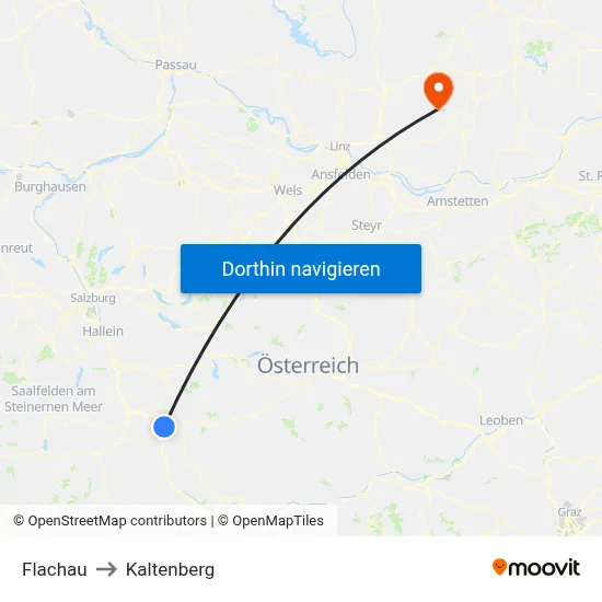 Flachau to Kaltenberg map