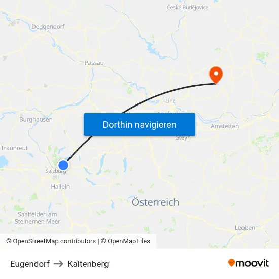 Eugendorf to Kaltenberg map