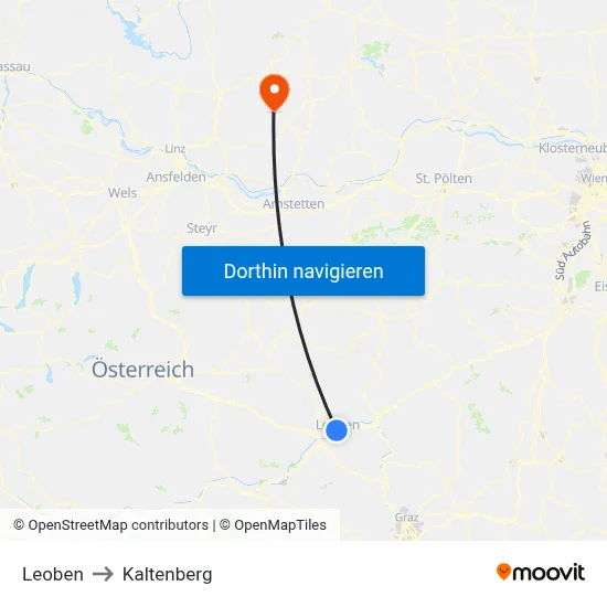 Leoben to Kaltenberg map