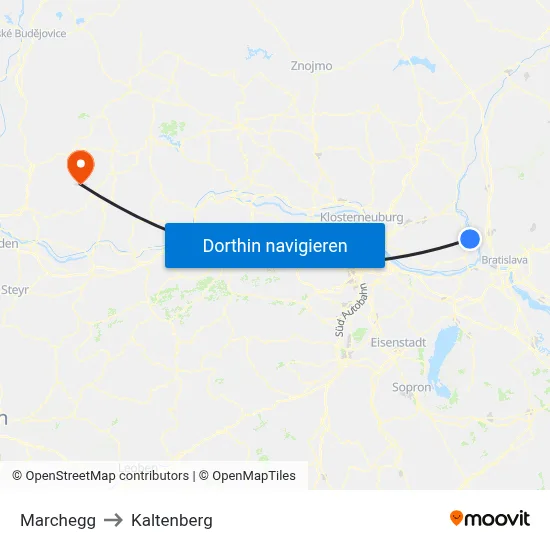 Marchegg to Kaltenberg map