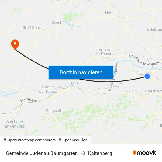 Gemeinde Judenau-Baumgarten to Kaltenberg map