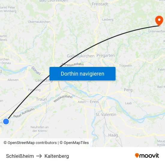 Schleißheim to Kaltenberg map