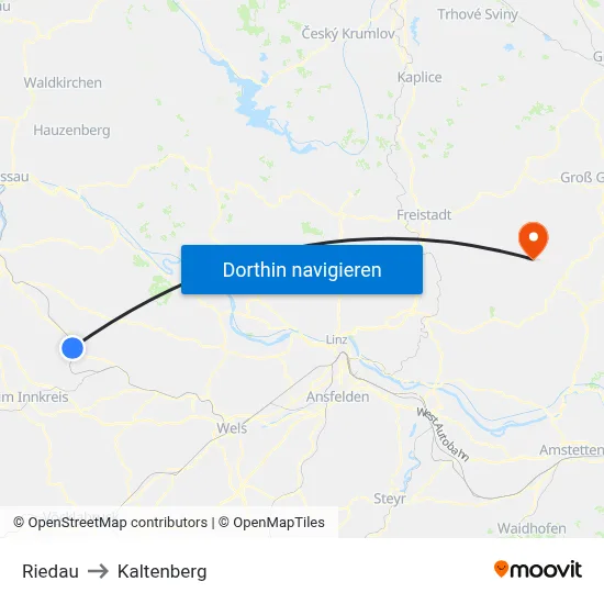 Riedau to Kaltenberg map