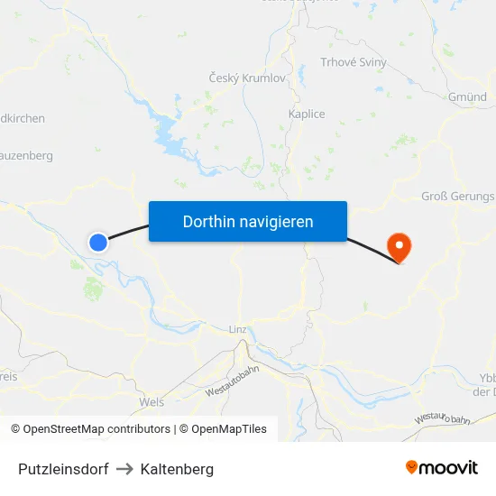 Putzleinsdorf to Kaltenberg map