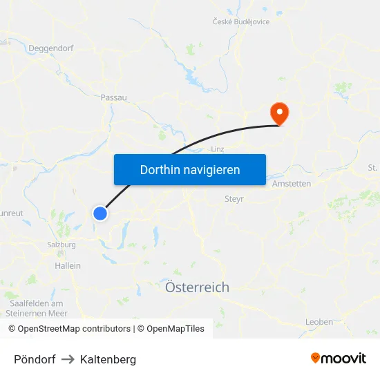 Pöndorf to Kaltenberg map