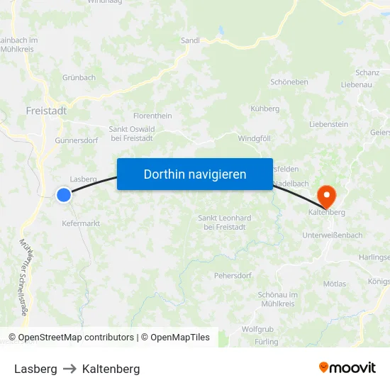 Lasberg to Kaltenberg map