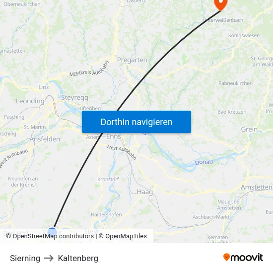 Sierning to Kaltenberg map
