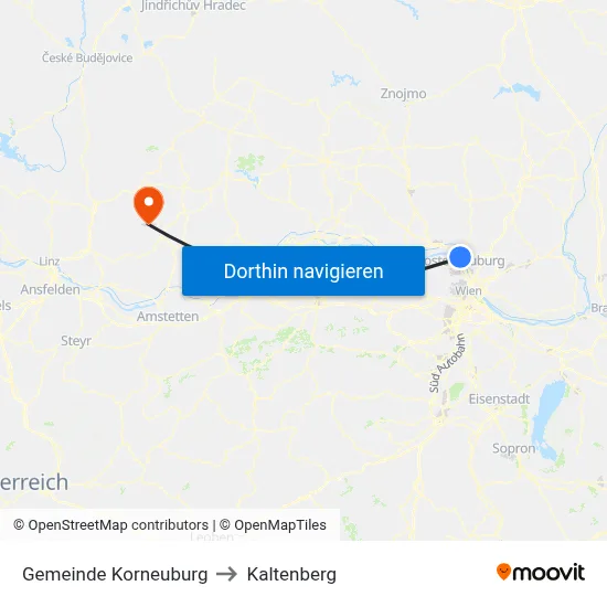 Gemeinde Korneuburg to Kaltenberg map