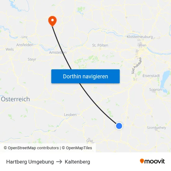 Hartberg Umgebung to Kaltenberg map