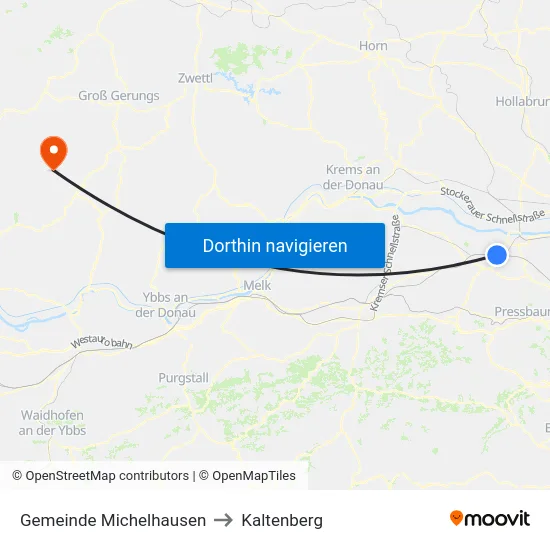 Gemeinde Michelhausen to Kaltenberg map