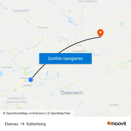 Ebenau to Kaltenberg map