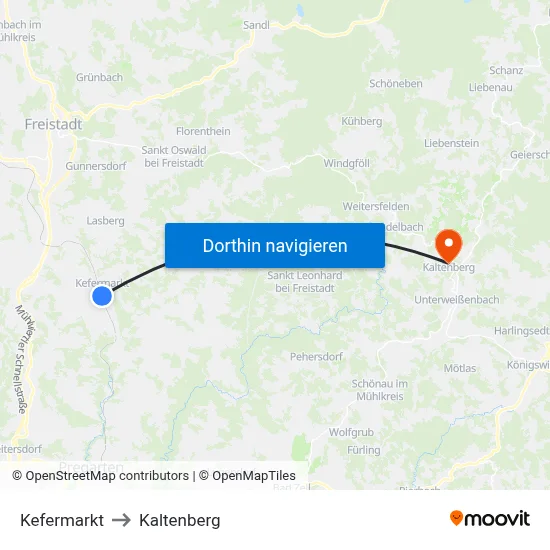 Kefermarkt to Kaltenberg map