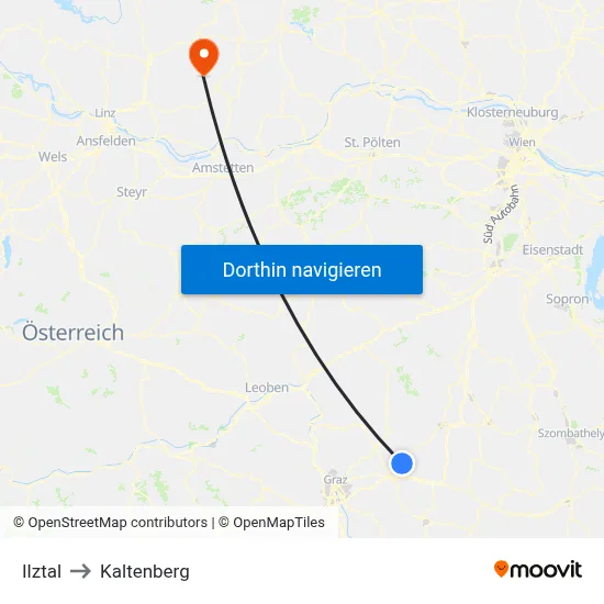 Ilztal to Kaltenberg map