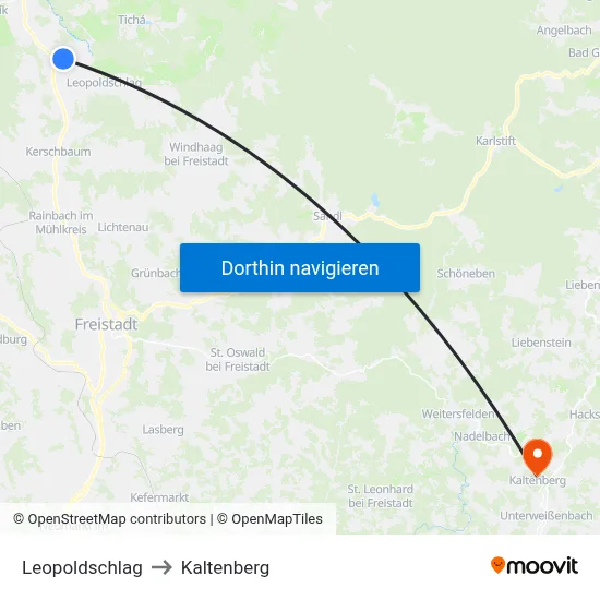 Leopoldschlag to Kaltenberg map