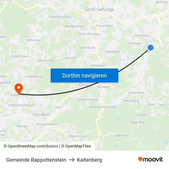 Gemeinde Rappottenstein to Kaltenberg map