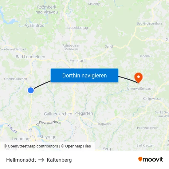 Hellmonsödt to Kaltenberg map