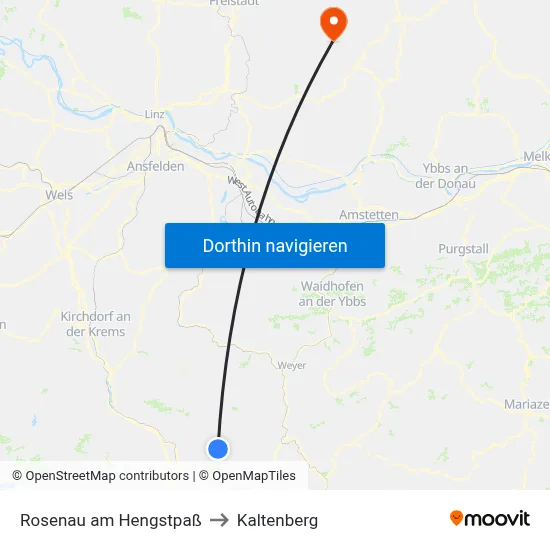 Rosenau am Hengstpaß to Kaltenberg map