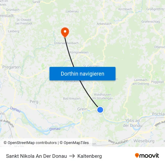 Sankt Nikola An Der Donau to Kaltenberg map
