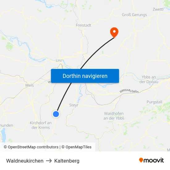 Waldneukirchen to Kaltenberg map