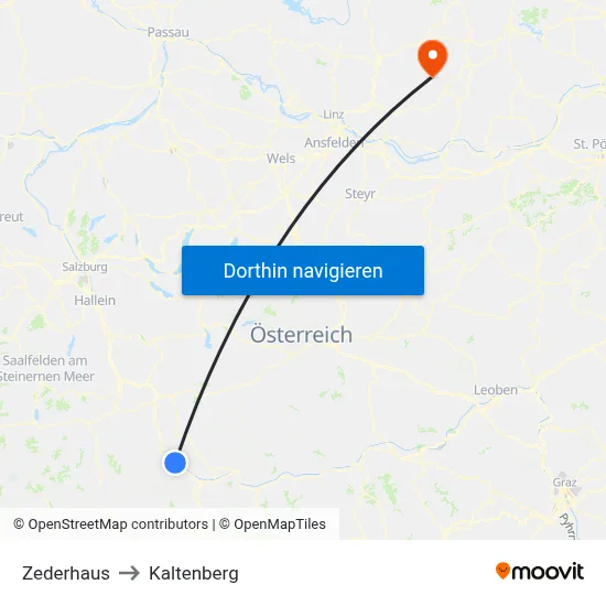Zederhaus to Kaltenberg map
