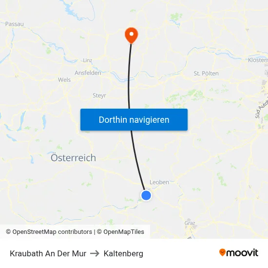 Kraubath An Der Mur to Kaltenberg map