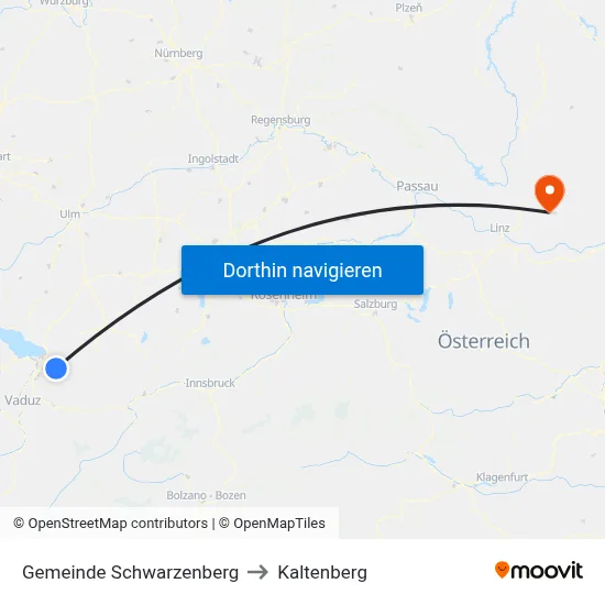 Gemeinde Schwarzenberg to Kaltenberg map