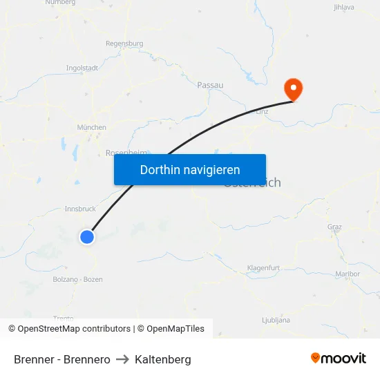 Brenner - Brennero to Kaltenberg map