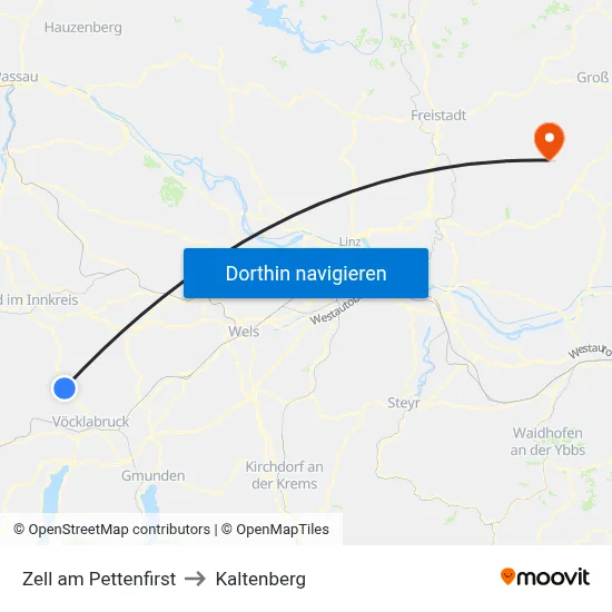Zell am Pettenfirst to Kaltenberg map