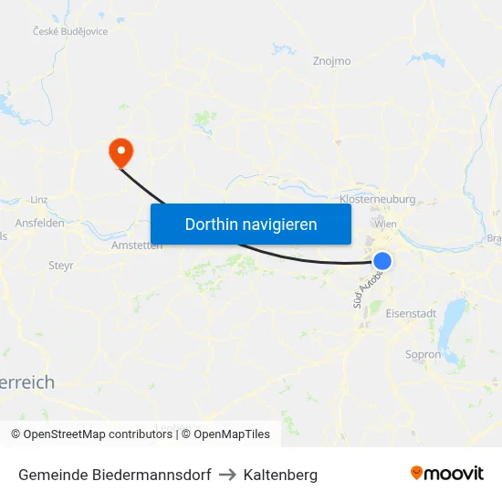 Gemeinde Biedermannsdorf to Kaltenberg map