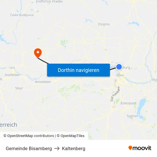 Gemeinde Bisamberg to Kaltenberg map