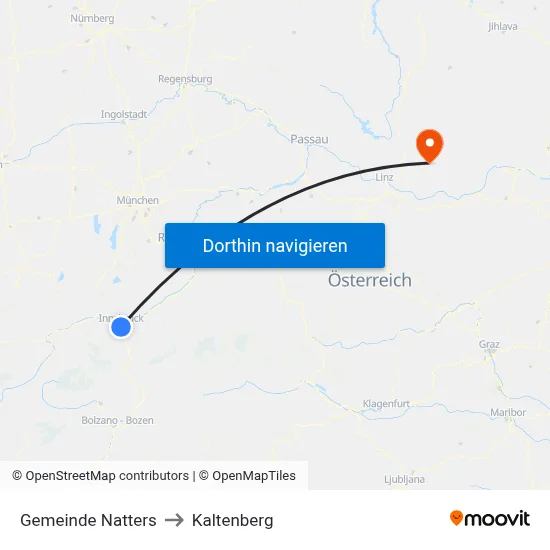 Gemeinde Natters to Kaltenberg map