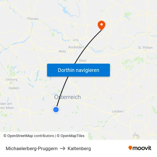 Michaelerberg-Pruggern to Kaltenberg map